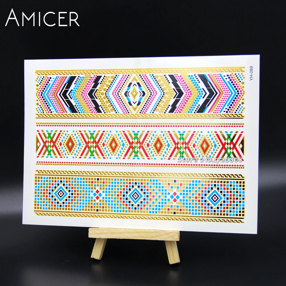 Временные татуировки для боди арта золотые блестящие металлические рукава