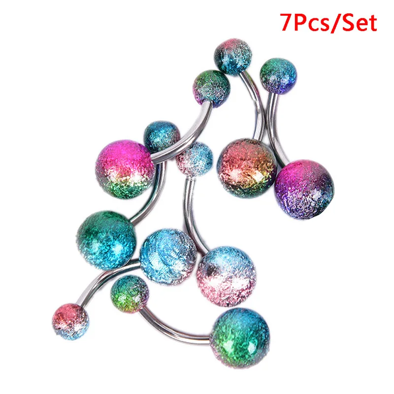 7/10/20PCS Colorful Stainless Steel Belly Button Rings Navel Piercing Ear Earring Piercings Body Jewelry | Украшения и аксессуары