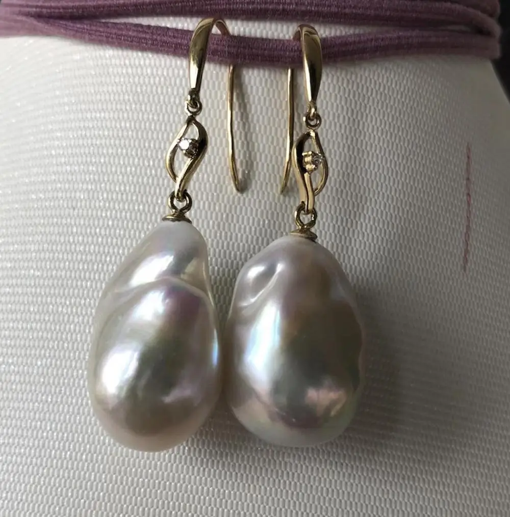 Серьги с белым жемчугом 15-18 мм 18k | Украшения и аксессуары