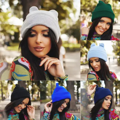 Новинка осени 2017 женская искусственная Лыжная вязка фетровая шапка версайз|slouch