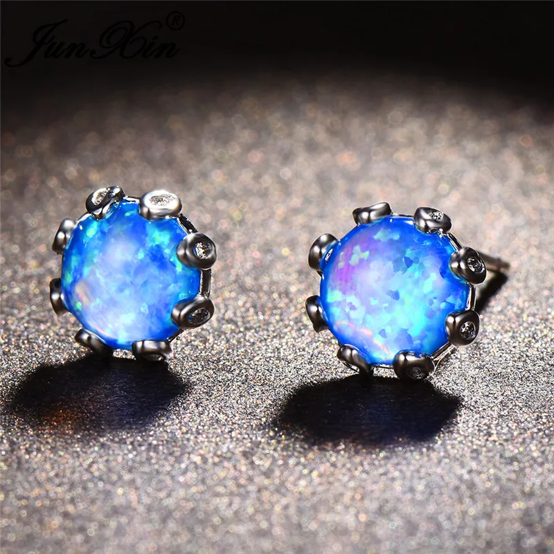 Женские круглые серьги гвоздики JUNXIN Boho с мистическим камнем талисманом