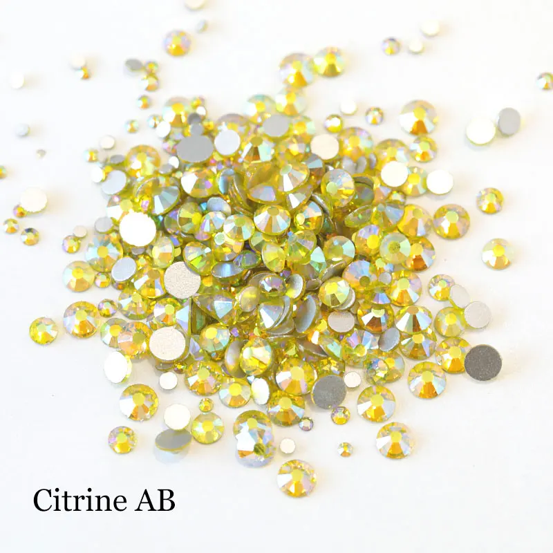 Citrine-AB 1000 шт./пакет разных размеров с украшением в виде кристаллов AB Цвета не требуют горячей фиксации Стразы с плоской задней Красный AB блестящие стразы для украшения ногтей, B1010 - Цвет: Citrine-AB