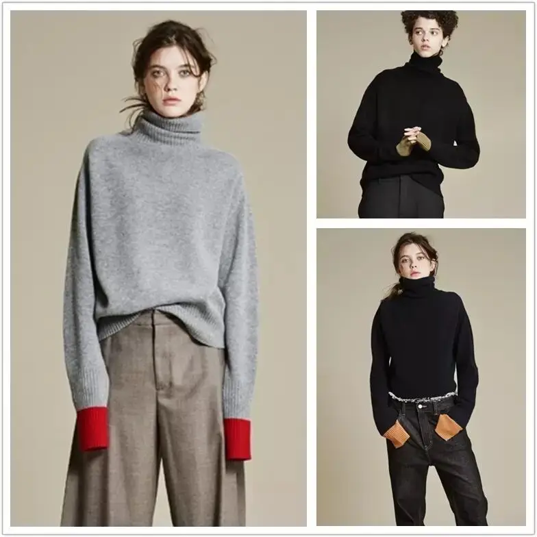 Women Long Sleeve Thick Turtleneck Cashmere Sweaters And Pullovers Fashion Tops Loose Casual Knitted Sweater Ladies Warm Jumpers | Женская