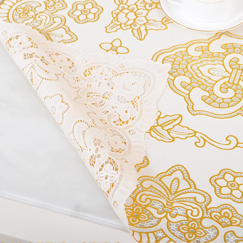 WLIARLEO Роскошная скатерть из ПВХ бронзовые скатерти с цветочным рисунком