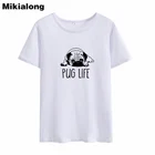 Футболка Mikialong женская с рисунком мопса, забавная графическая рубашка с принтом в виде милой собаки, топ с Tumblr, лето 2018