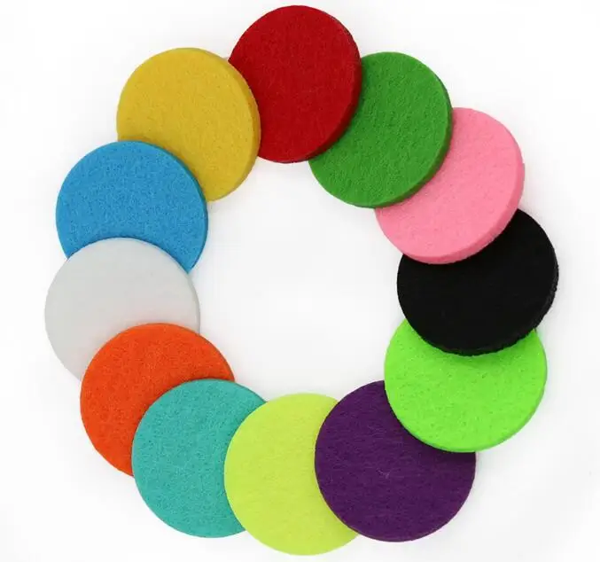 

100pcs/lot Mix Colors Aromatherapy Felt Pads Dia. 22.5mm Fit for 30mm Oil Diffuser Car Locket Vent Clip