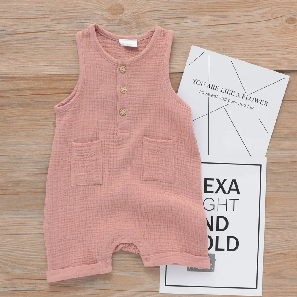 Комбинезон для новорожденных девочек льняные хлопковые комбинезоны с оборками