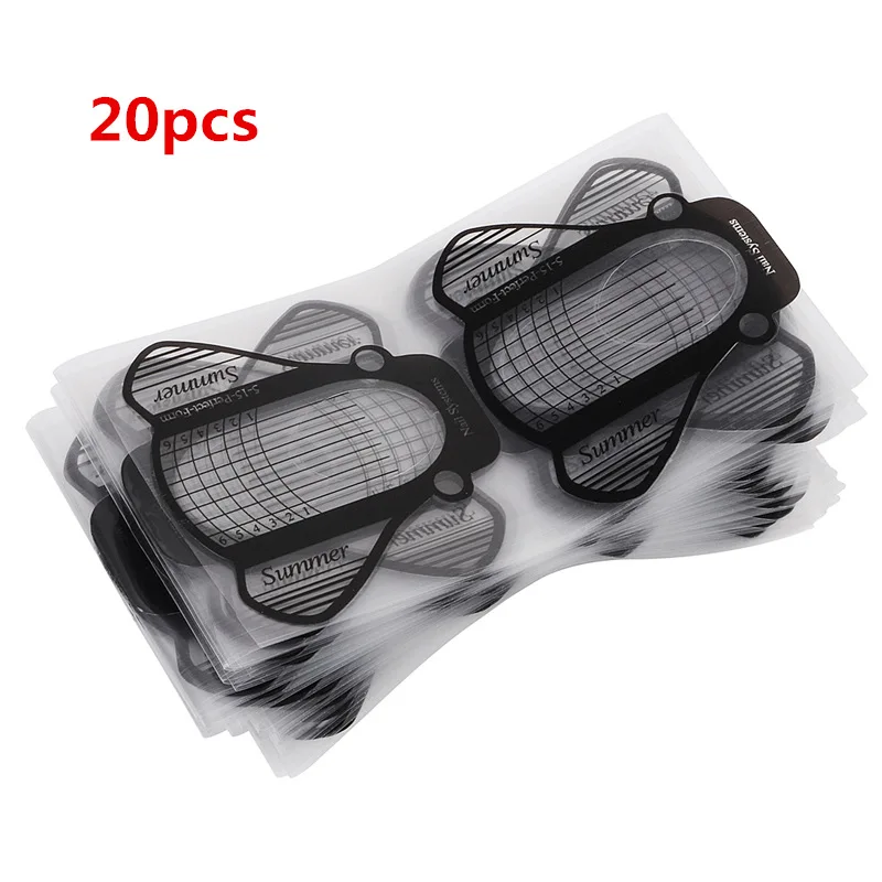 20 pcs 20/50/100 шт наращивание ногтей формы пресс-формы для наращивания ногтей Гель-Маникюр от французского бренда Топ трафарет здания наклейки УФ гель для ногтей - Цвет: 20 pcs