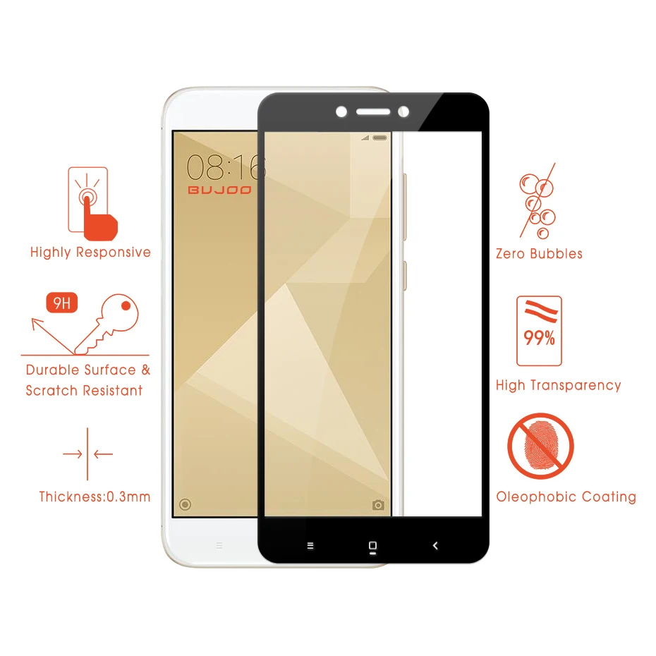 Защитное стекло BUJOO 2.5D закаленное с полным покрытием 0 3 мм 9H для Xiaomi Redmi 4X Xiomi 4 X Pro 2