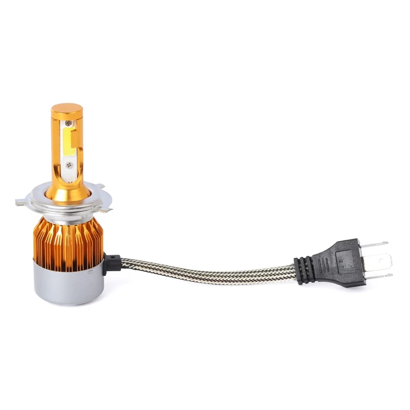 2pcs C6 LED Car Headlight Kit COB H4 36W 7600LM White Light Bulbs Gold | Лампы и освещение