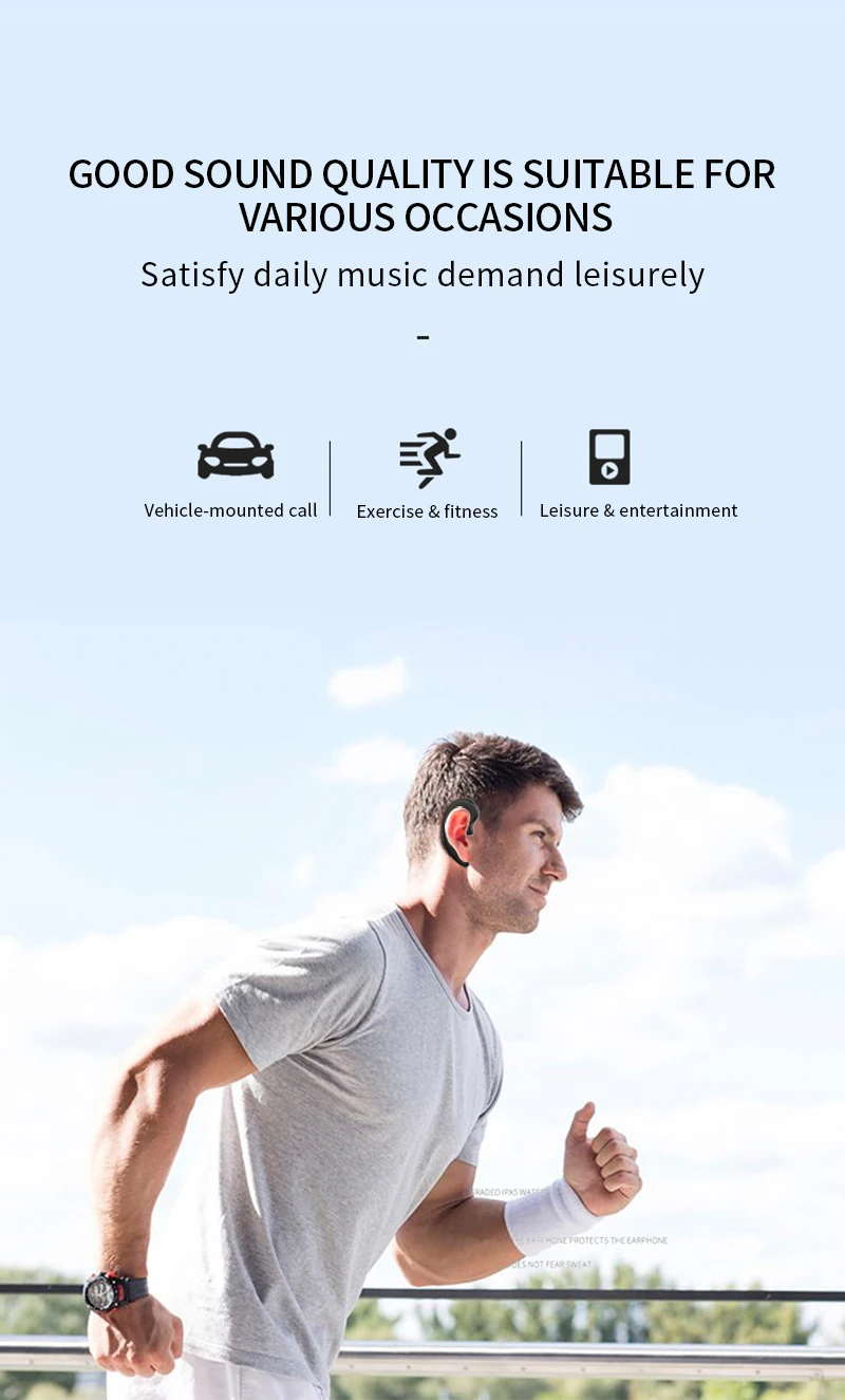 Костная проводимость Bluetooth наушники Наушники с шумоподавлением Водонепроницаемые наушники с микрофоном и наушниками