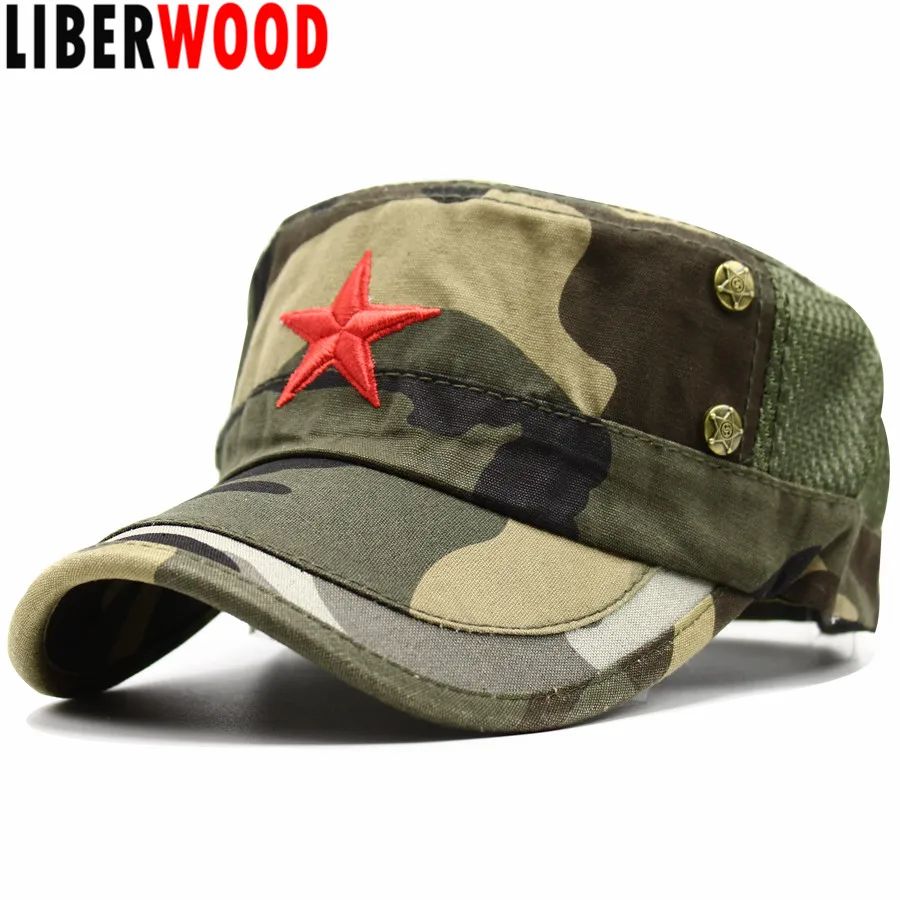 LIBERWOOD Коммунистическая стиль советский Patrol армия Кепки Лето сетки с плоским