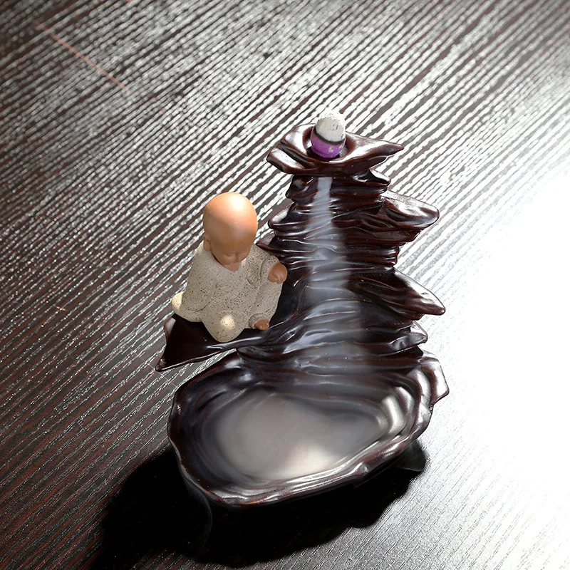 Домашние украшения креативные благовония горелка маленький монах Blackflow конусы