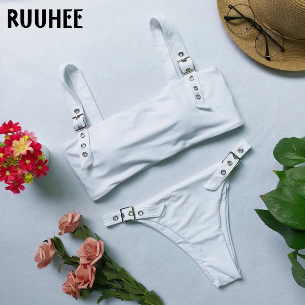 RUUHEE, комплект бикини, купальник, женское сексуальное бикини, регулируемый купальник, купальный костюм, пуш-ап, пляжная одежда, низкая талия, Мягкий купальник