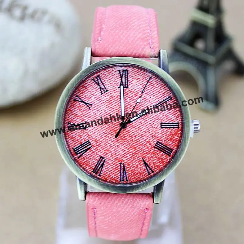 Оптовая продажа Римский дизайн винтажные джинсы часы для мужчин и женщин