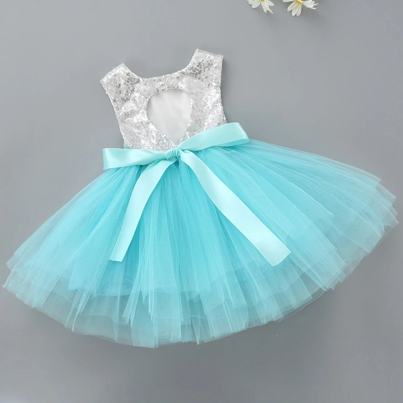 New Silver Mint Green Red Pink Flower Girl Dresses for Party Dress 1-6Y Children Toddler Girls Summer 2019 | Детская одежда и