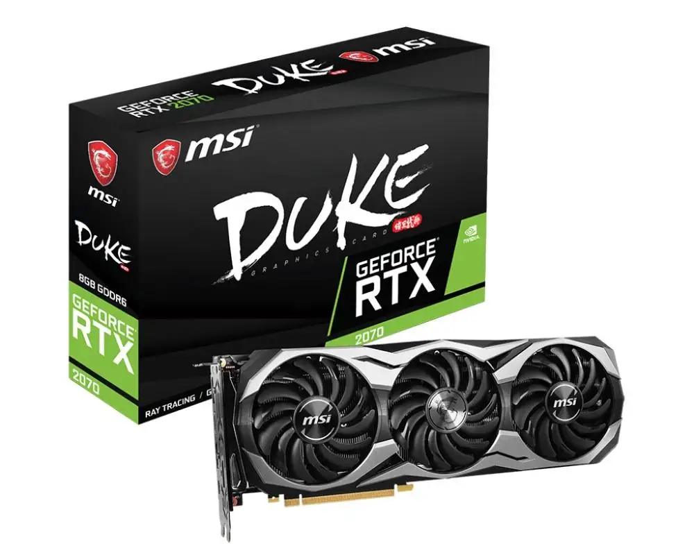 MSI плата видео GeForce RTX 2070 DUKE 8G GDDR6 1620 МГц 2304 единиц 256 бит 14 Гбит PCI Express x16 3 0 видокарта