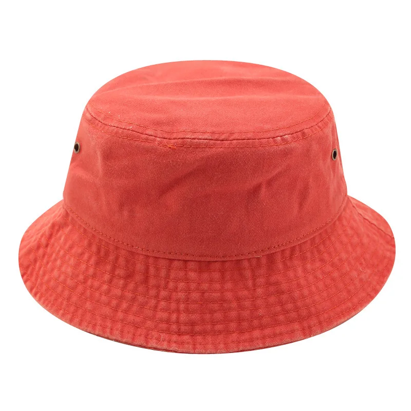 Travel Summer Bucket Hat Cotton Solid Flat Men Women White Red Blue Orange Outdoor Foldable Sunscreen Sun Protector Cap