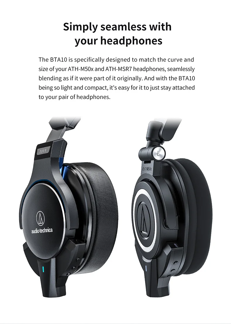 FiiO Bluetooth 5,0 аудио музыка беспроводной Bluetooth адаптер для Audio-Technica ATH-M50x для ATH-MSR7 с поддержкой aptXLL Micphone