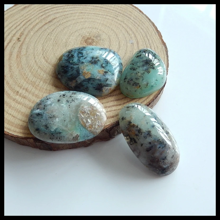 

Wholesale gemstone 4 PCS Natural Blue Opal fashion jewelry necklace Cabochons,37x25x7mm,28x19x8mm,27.1g