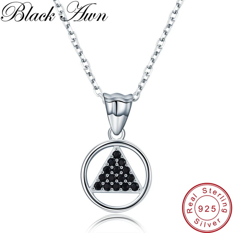 Ожерелье женское из серебра 100% пробы с черной шпинелью|pendant woman|pendant blackpendant necklace |