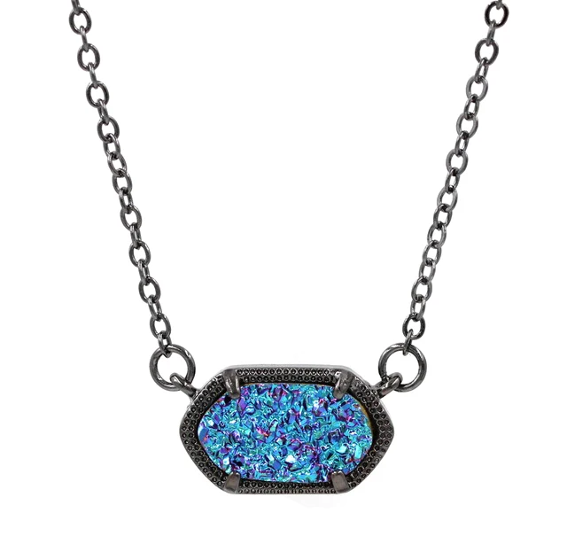 Маленькое овальное ожерелье с кулоном Druzy, лучшее качество, золотой цвет, блестящий кулон, ожерелье, женский подарок, модное ювелирное изделие