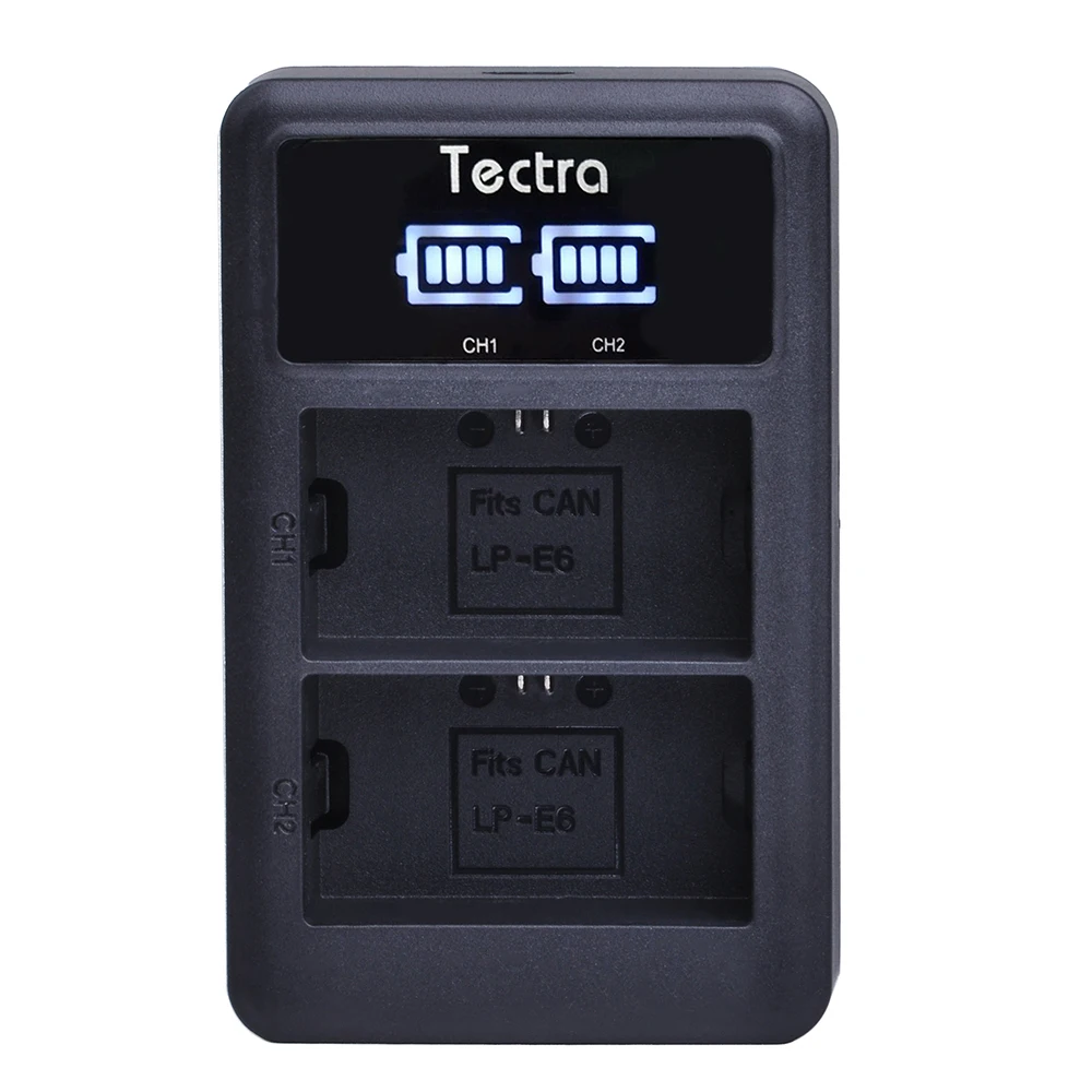 Tectra LP-E6 LP E6 LP-E6N светодиодный дисплей 2-портовое Зарядное устройство USB для камеры