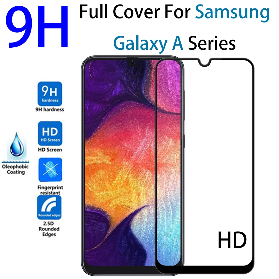Закаленное стекло 9H HD для samsung galaxy a50 full 360 защита экрана дисплея samsun galax a20 a30 a40 a70 a 50