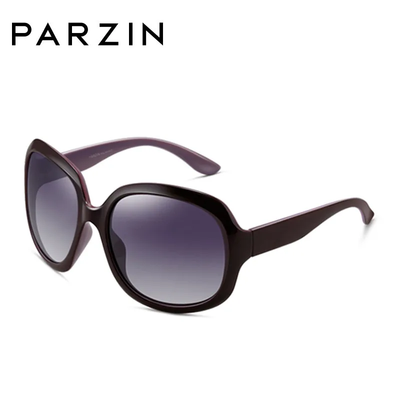 Purple PARZIN, солнцезащитные очки для женщин, брендовые, дизайнерские, элегантные, негабаритные, женские, солнцезащитные очки, большая оправа, поляризационные, UV400, для девушек, оттенки, черные, P6216 - Цвет линз: Purple
