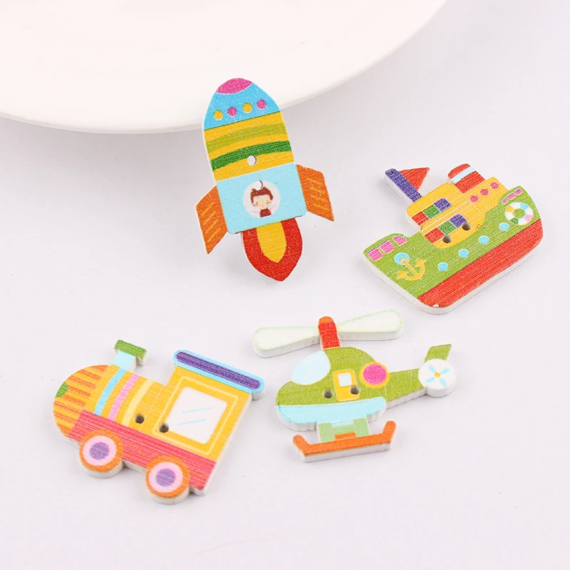 

Wholesale 25pcs Mixed Style Transport Wooden Buttons For Handmade Craft Fit Sewing And Scrapbooking Accessories 2 Holes