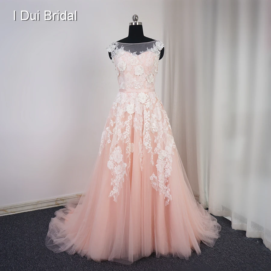 Кружевное свадебное платье со шлейфом без рукавов|blush wedding dress|vestido de noivawedding dress |