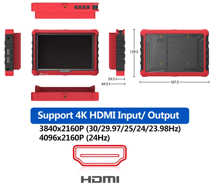 Lilliput A7S 7 ''4 K HDMI 1920x1200 Full HD полевой монитор HDMI видео монитор для BlackMagic Pocket BMPCC 4K камера