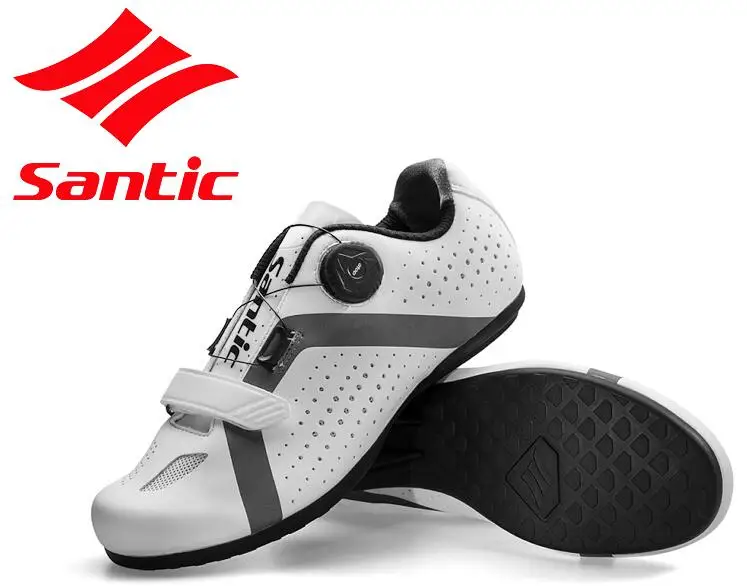 white Santic MTB дорожный велосипед обувь Pro велосипедная обувь резиновая противоскользящая дышащая разблокированная - Цвет: white