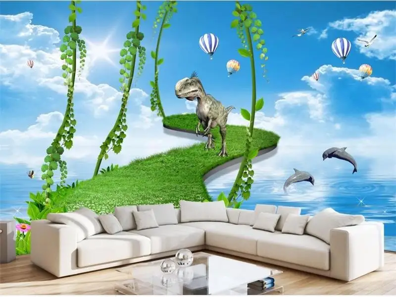 Пользовательские 3d фото обои для детской комнаты Фреска динозавр живопись ТВ Фон