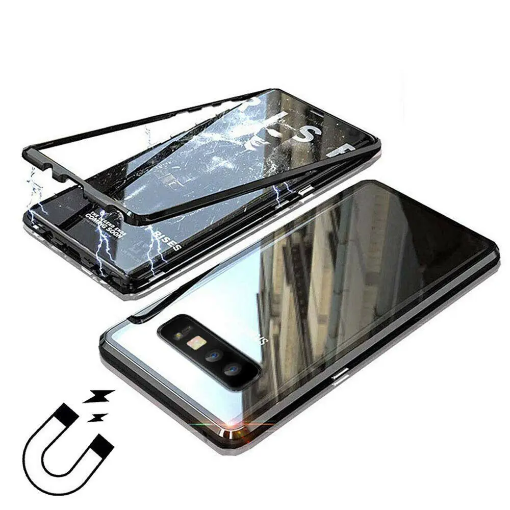 Black Black Роскошный металлический корпус чехол для телефона Магнитный для samsung Galaxy S10 S9 S8 Plus чехол S10e Note 8 для samsung Note 9 чехол - Цвет: Black Black