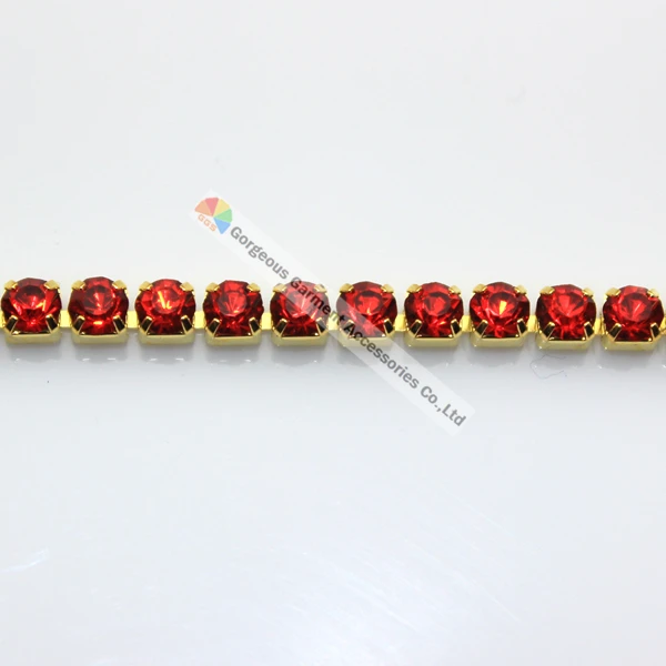 10 ярдов SS6 SS16 светло Сиам красные кристаллы цепочка со стразами золотые