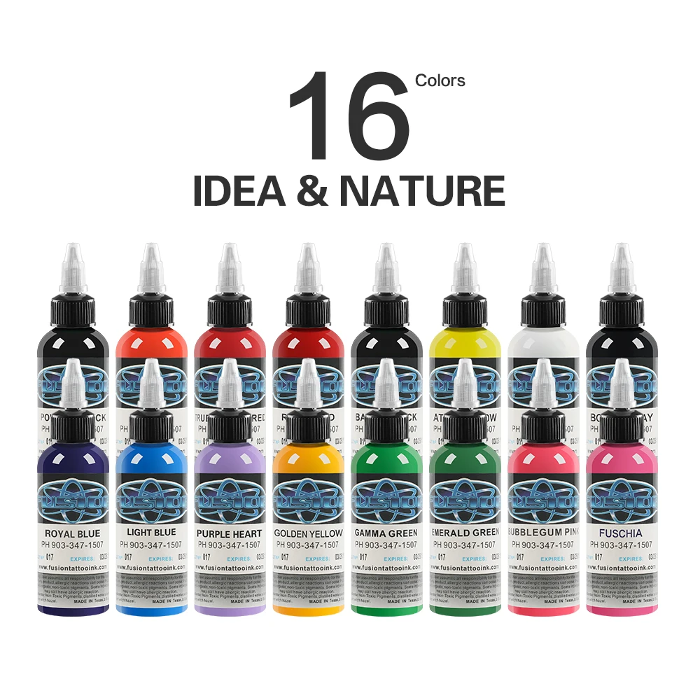 New Fusion Tattoo 16 Color Ink Set 1oz 30ml / Bottle | Красота и здоровье