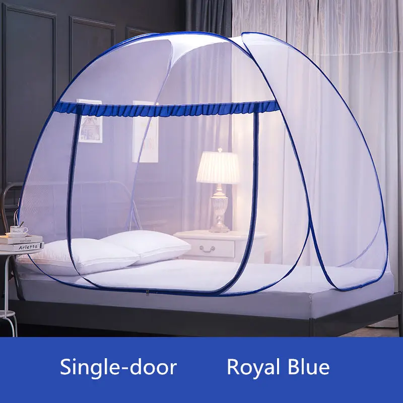 Royal Blue Single Москитная сетка для двойной кровати 3 размера, складная монгольская сумка, москитная сетка, кружевная сетка от насекомых - Цвет: Royal Blue Single