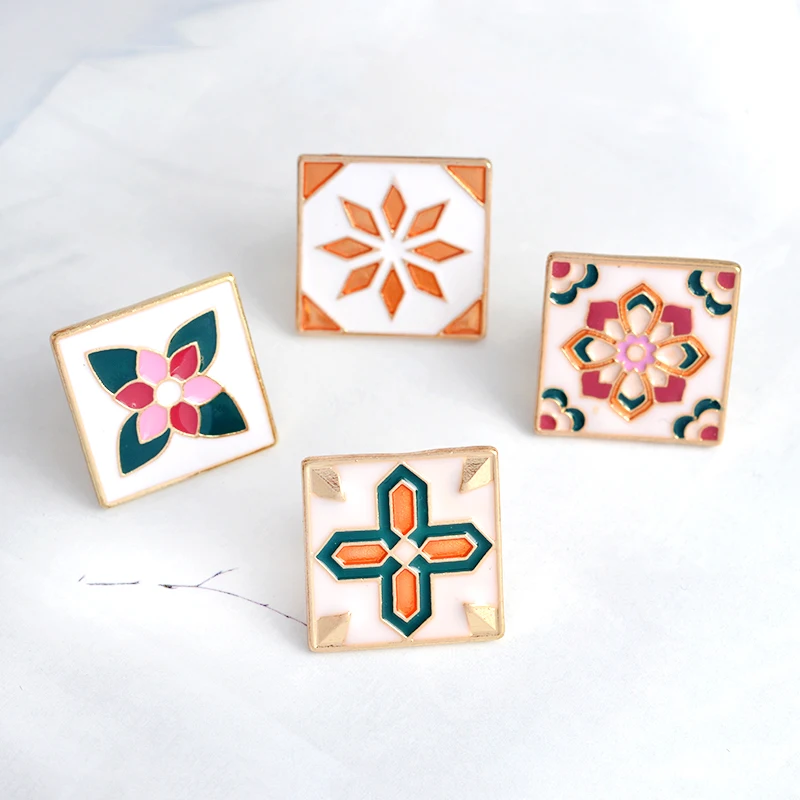 Винтажная брошь в виде цветов и кирпича стиле ретро булавки для пуговиц