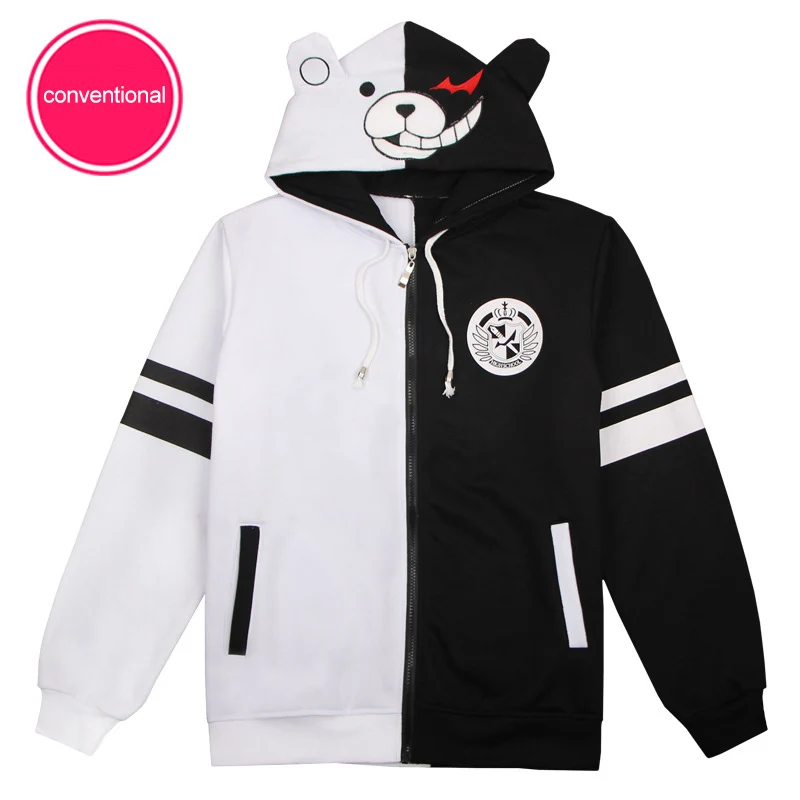 Косплей Аниме Danganronpa Monokuma костюм унисекс толстовка с капюшоном черный белый