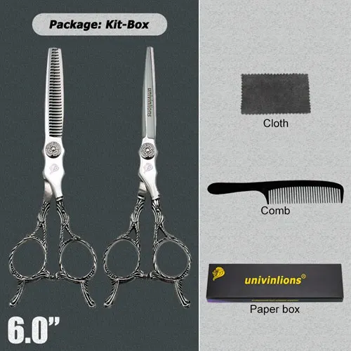 silverantlers kit 5,5/6,0 Профессиональные Парикмахерские ножницы Япония сталь ножницы для стрижки волос ножницы парикмахер салон Инструменты для истончения волос ножницы - Цвет: silverantlers kit