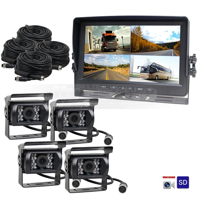 DIYKIT AHD 9 дюймов Сплит QUAD Автомобильный Монитор 960 P AHD ИК ночного видения камера заднего вида водостойкая с SD картой видео запись