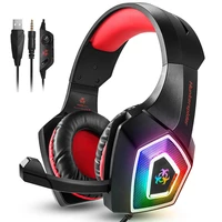 hunterspider gaming headset stereo over ear heaphones earphones with noise canceling mic 7 led light for ps4 pc xbox one smartp