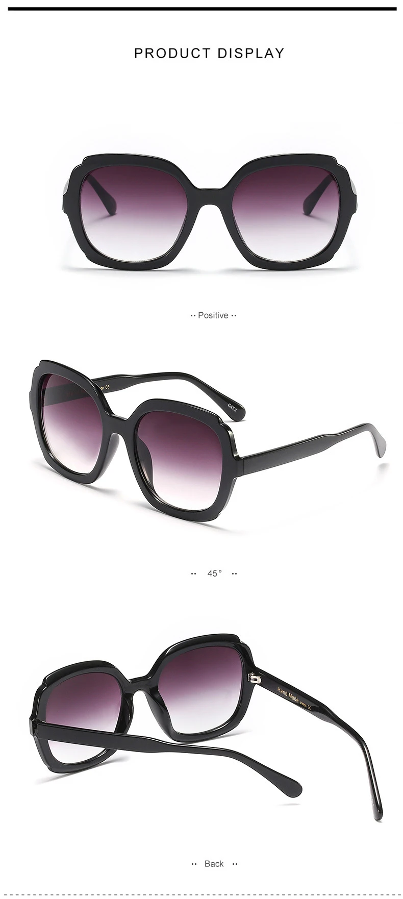 New Luxury Brand Designer Full-frame Square Sunglasses Leopard Gradient Tones Oversized Trend Cat Eye Sunglasses UV400