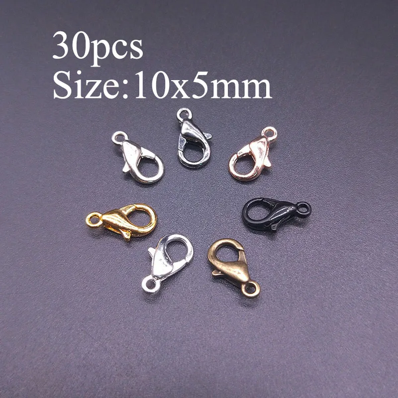 30pcs 10x5mm 30 шт. 10x5/12x6 мм застежка-карабин 100 шт. 5 мм Открытый круг прыгающие кольца DIY ожерелье браслет Пряжка ювелирные аксессуары - Цвет: 30pcs 10x5mm
