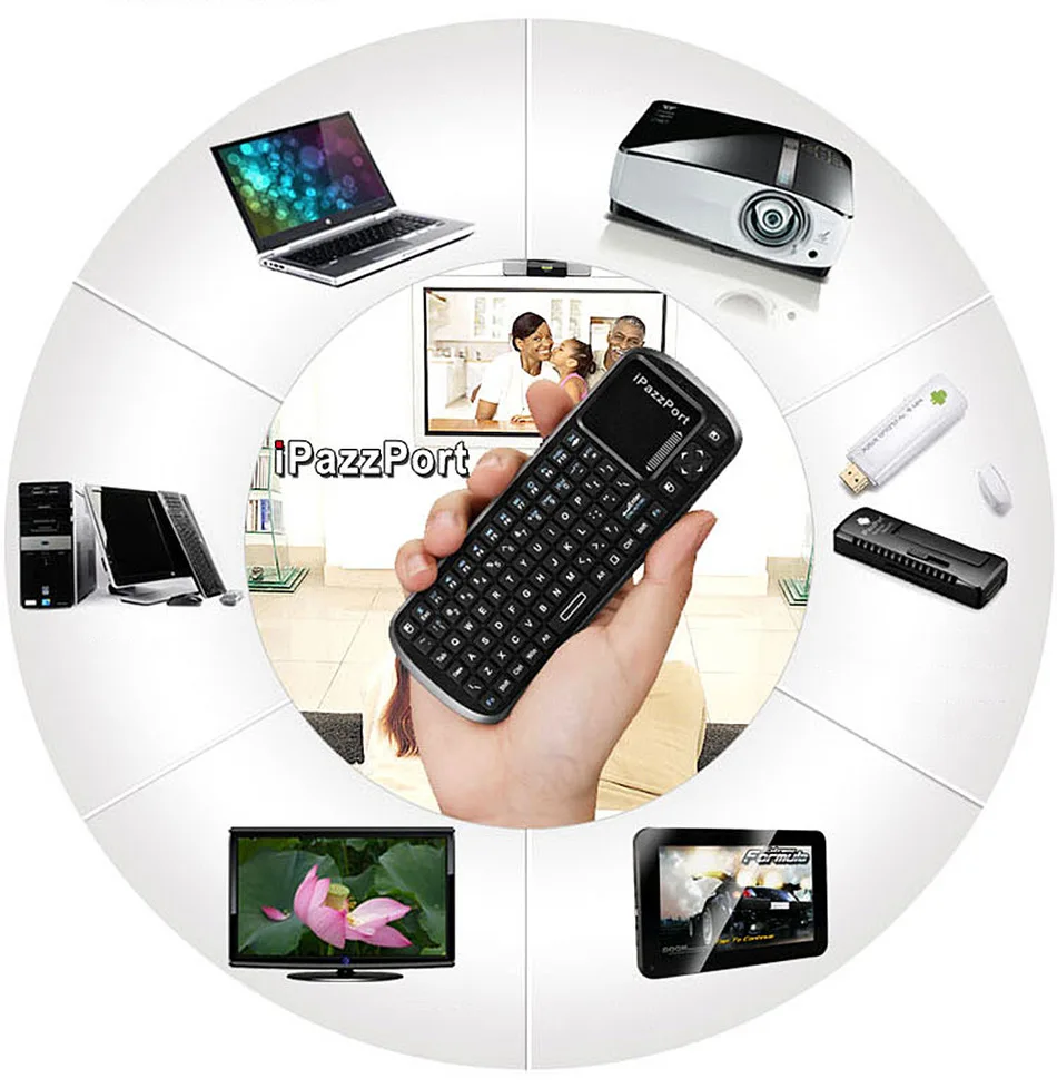 Русская/английская 2 4 ГГц мини беспроводная клавиатура iPazzPort air mouse Touchpad QWERT