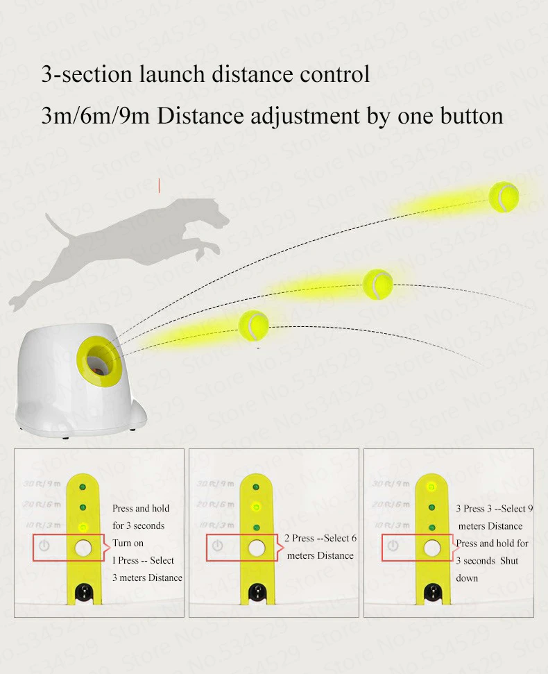 Dog pet toys Tennis Launcher Automatic throwing machine pet Ball throw device Section emission with 3 balls