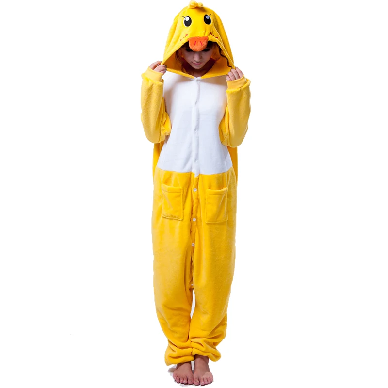 2018 кигуруми Утка животных onesies для взрослых унисекс Пижама фланель женщина |