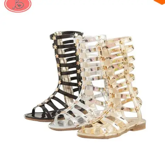 Хит продаж модные сандалии гладиаторы для малышей детей черные серебристые