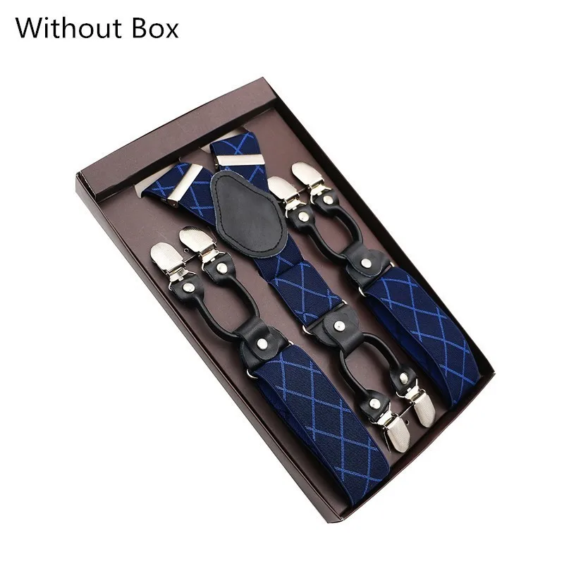 28 Black Real Leather 6 Clips Suspenders Braces Vintage Casual Suspensorio Tirante Trousers Strap Bretele Dad/Husband's Gift - Цвет: 28